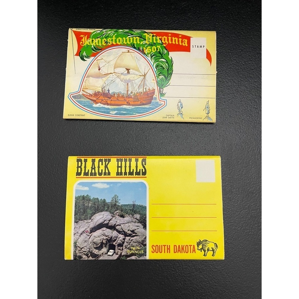 Black Hills Mount Rushmore & Jamestown Virginia Postcard Folder